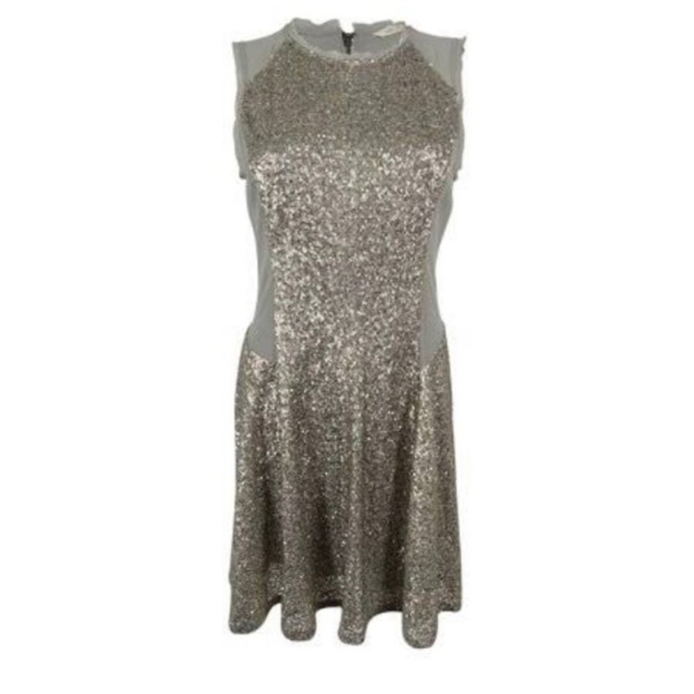RACHEL ROY SILVER SEQUIN SLEEVELESS SHEATH Holiday DRESS